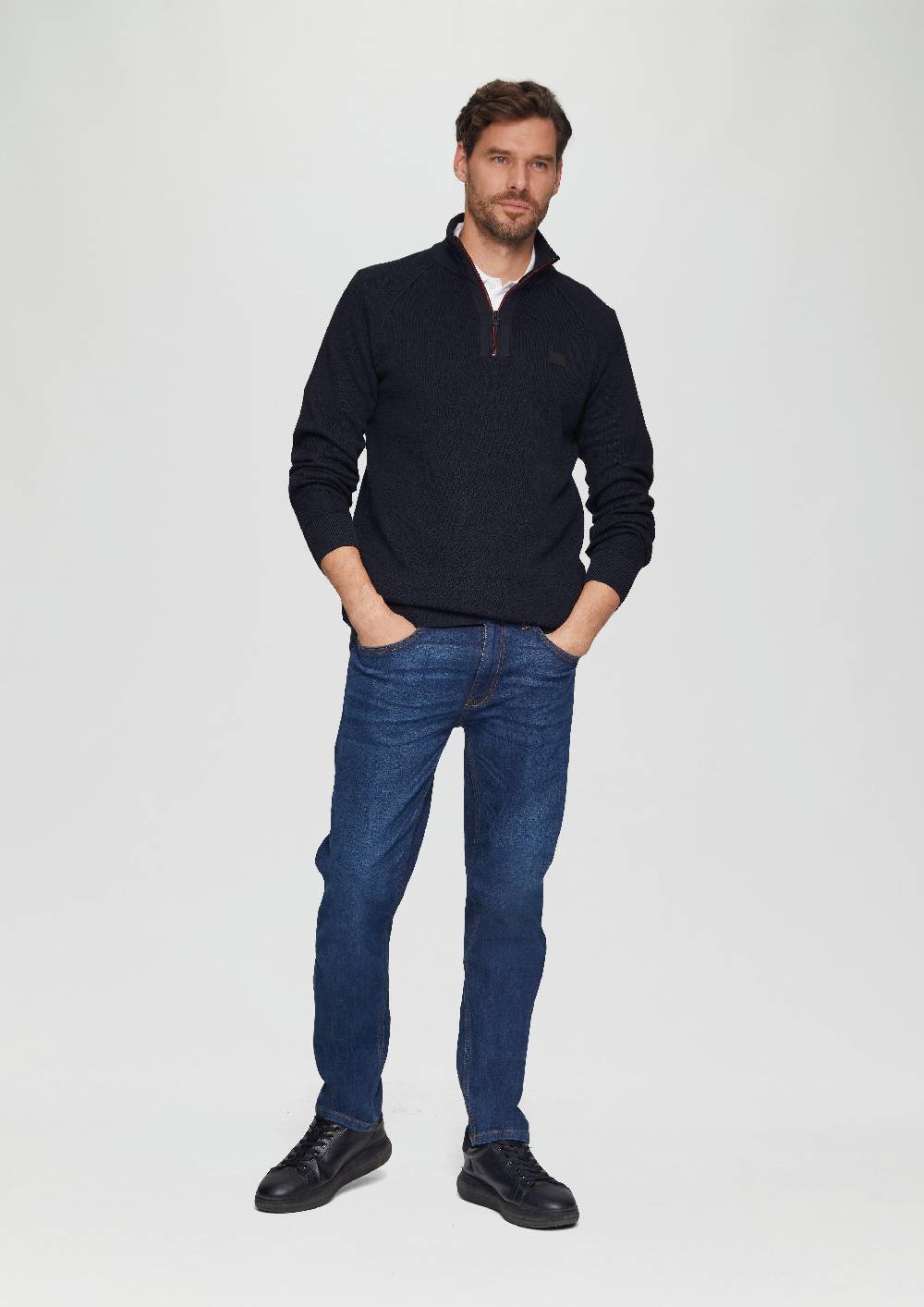 s.Oliver Strickpullover mit Troyer-Kragen und Strukturmix Valentinstagsangebot