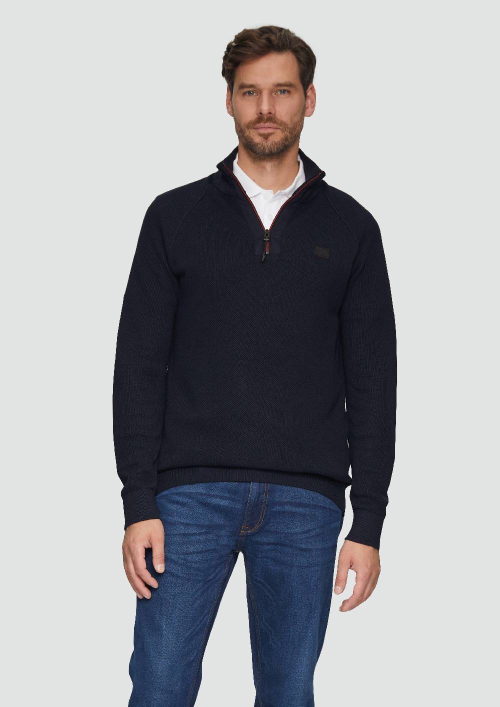 s.Oliver Strickpullover mit Troyer-Kragen und Strukturmix Valentinstagsangebot
