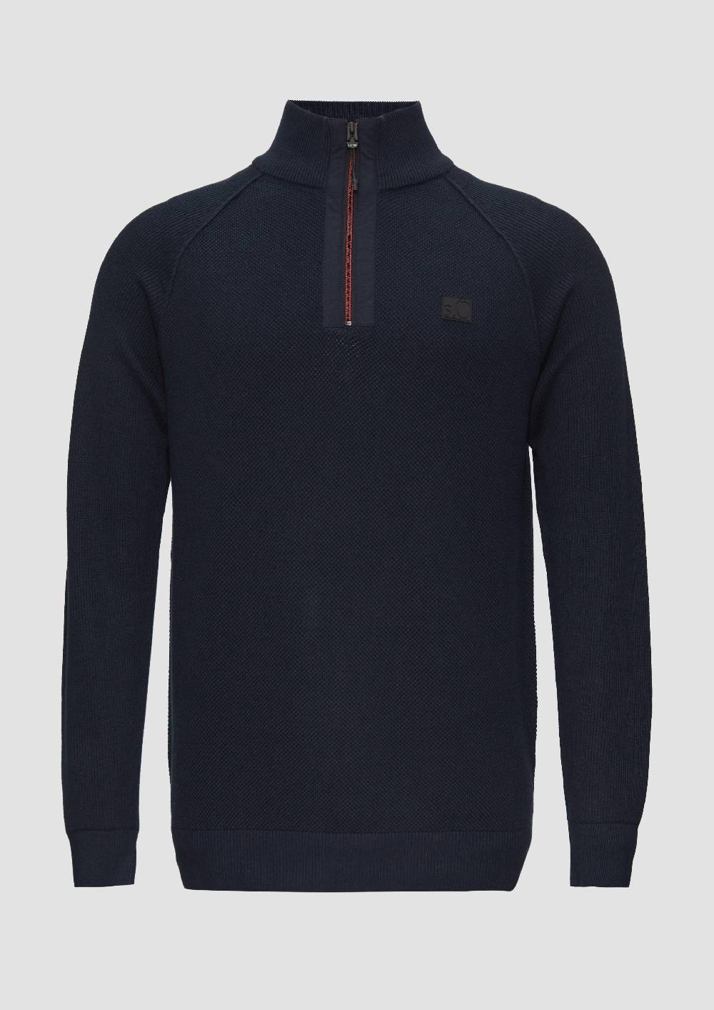 s.Oliver Strickpullover mit Troyer-Kragen und Strukturmix Valentinstagsangebot