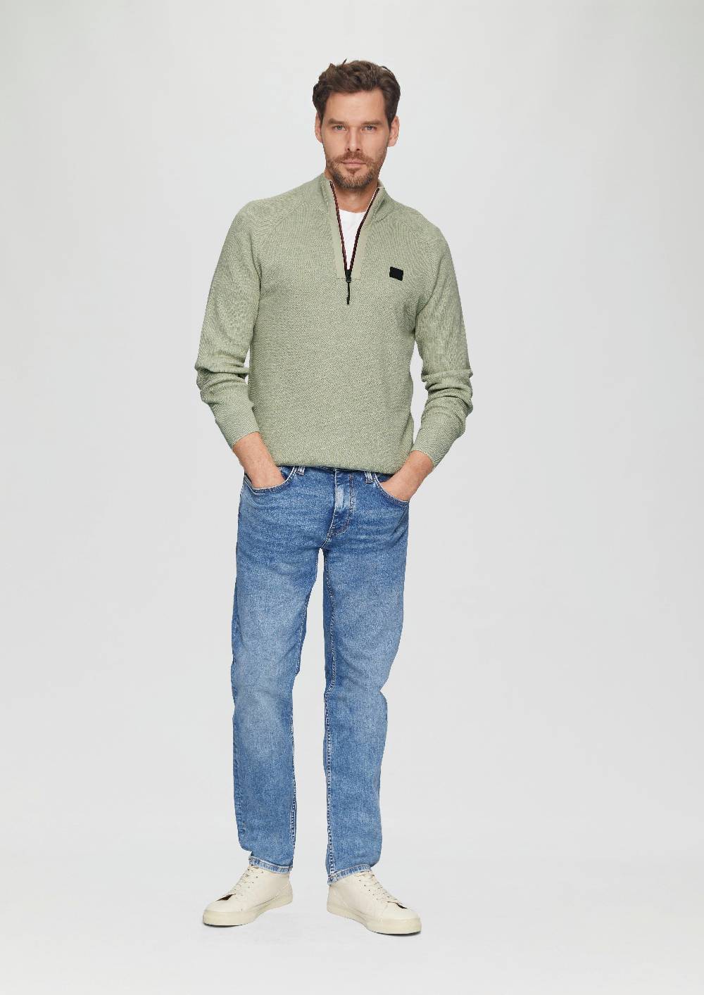 s.Oliver Strickpullover mit Troyer-Kragen und Strukturmix Zeitlich begrenztes Angebot