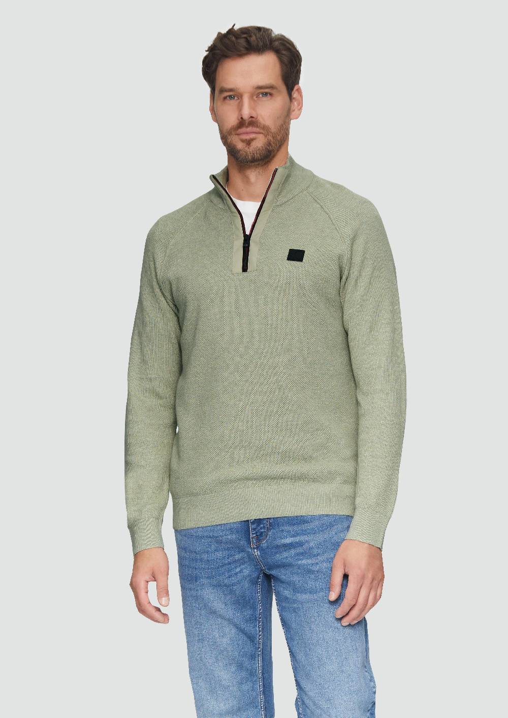 s.Oliver Strickpullover mit Troyer-Kragen und Strukturmix Zeitlich begrenztes Angebot