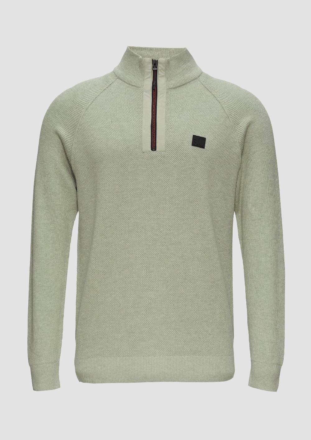 s.Oliver Strickpullover mit Troyer-Kragen und Strukturmix Zeitlich begrenztes Angebot