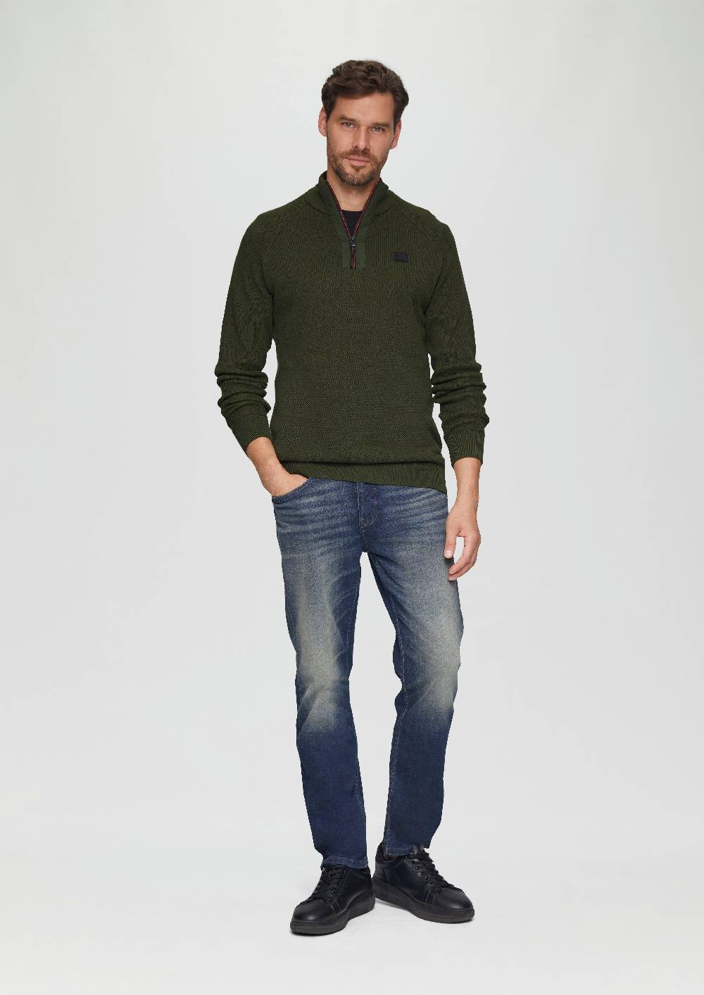 s.Oliver Strickpullover mit Troyer-Kragen und Strukturmix Bis zu 60% Rabatt
