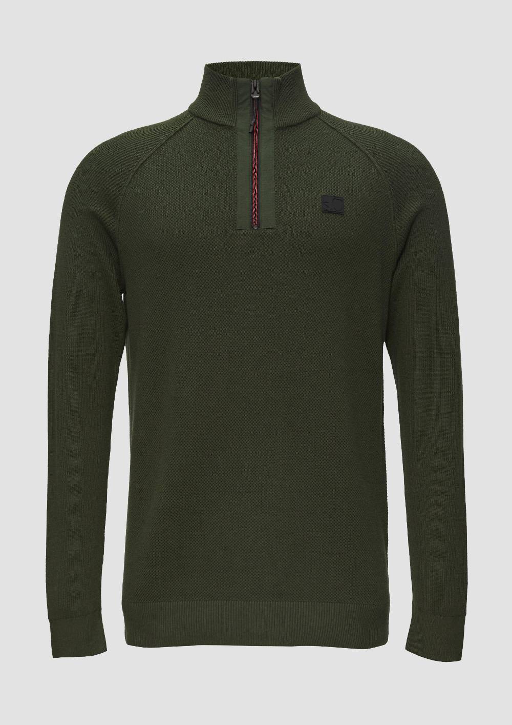 s.Oliver Strickpullover mit Troyer-Kragen und Strukturmix Bis zu 60% Rabatt