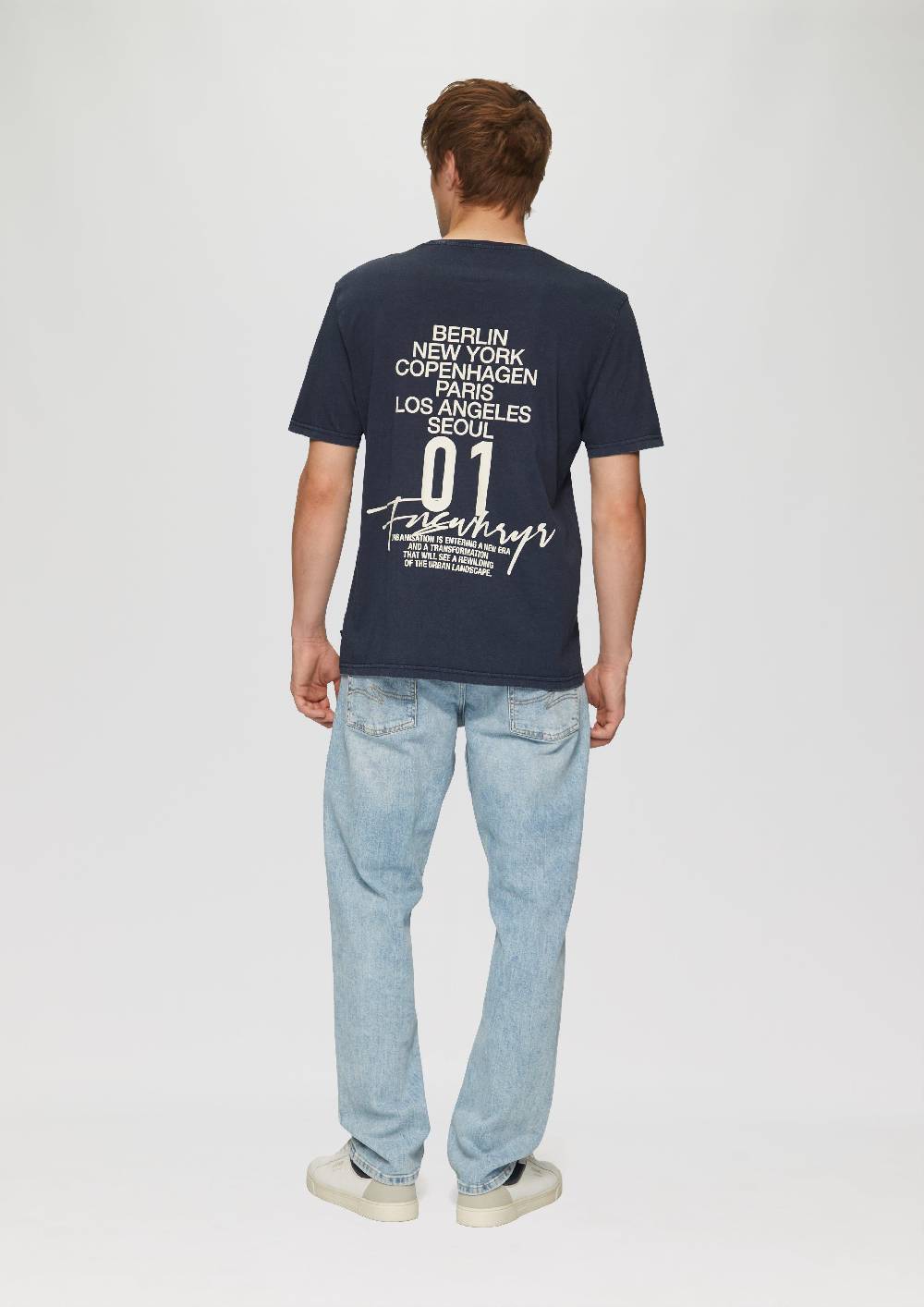 s.Oliver Gewaschenes T-Shirt mit Front- und Rückenprint 50% Rabatt mit kostenlosem Versand