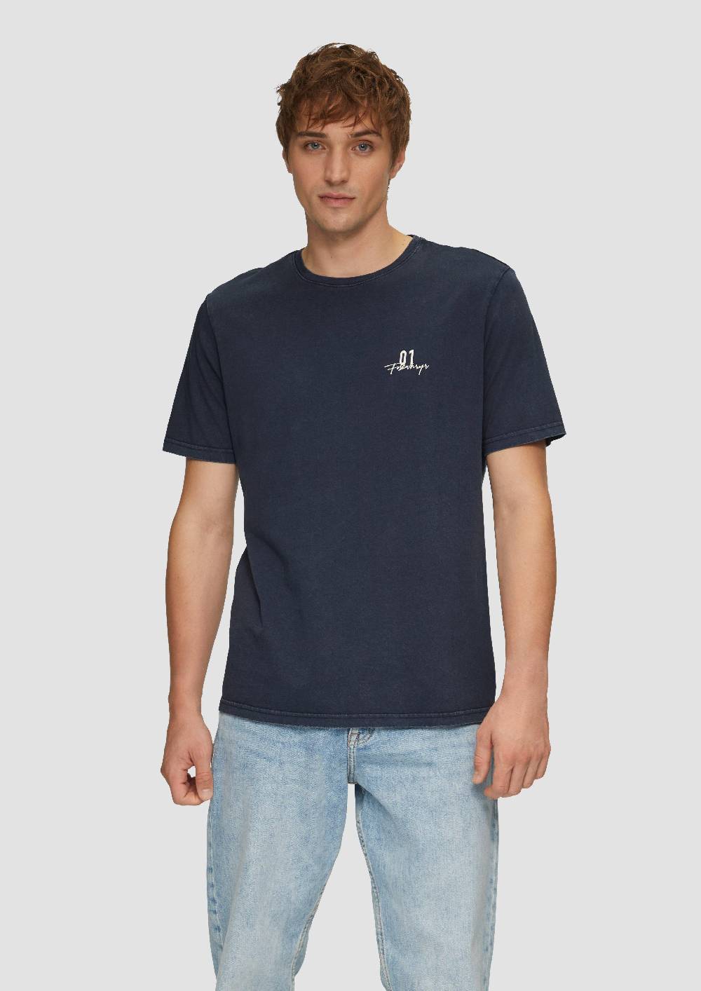 s.Oliver Gewaschenes T-Shirt mit Front- und Rückenprint 50% Rabatt mit kostenlosem Versand
