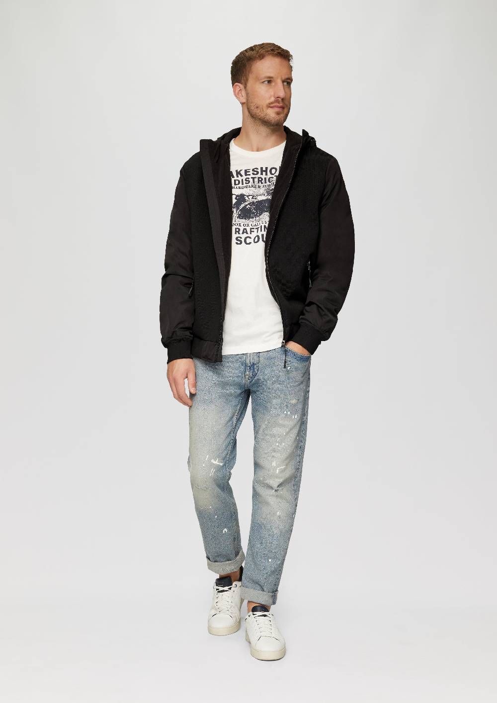 s.Oliver Jacke mit innovativem Materialmix und Kapuze Kostenloser Versand international