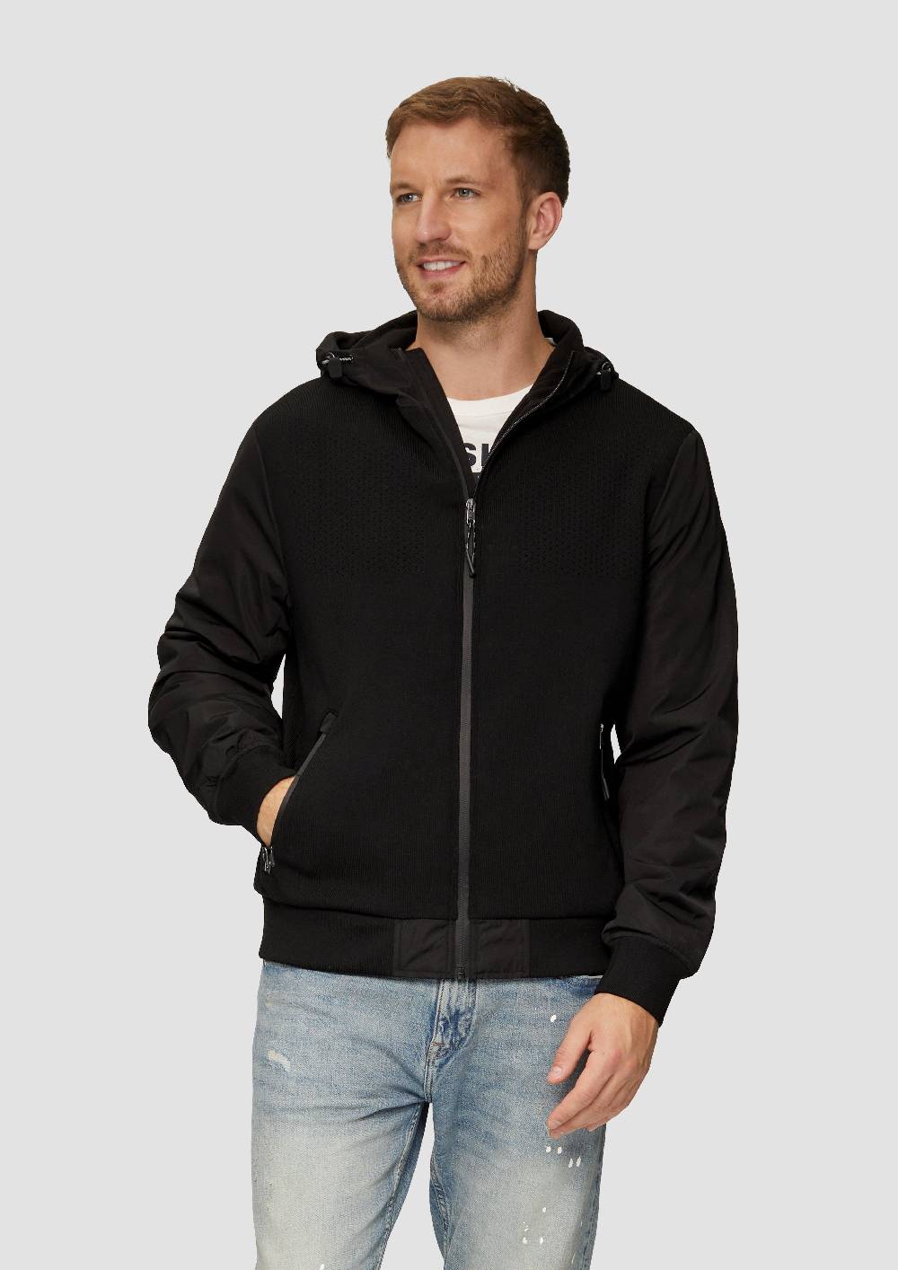 s.Oliver Jacke mit innovativem Materialmix und Kapuze Kostenloser Versand international