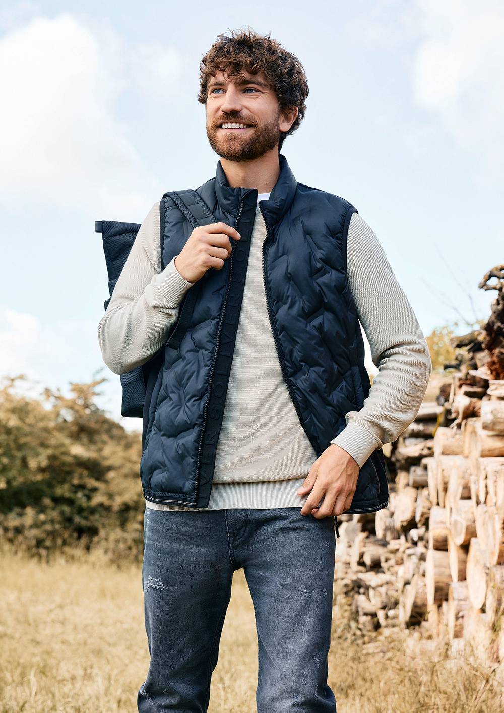s.Oliver Outdoor-Weste im Fabricmix Im Verkauf