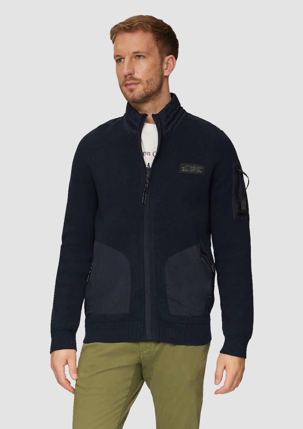 s.Oliver Strickjacke im Fabricmix mit Stehkragen Angebote