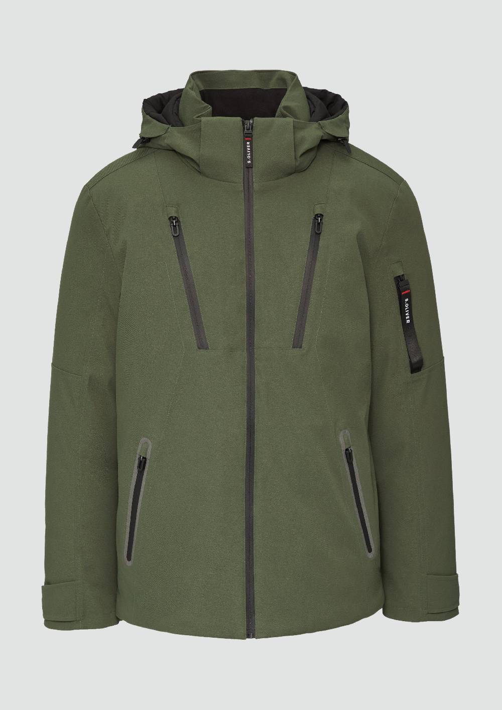 s.Oliver Wasserabweisende Twill-Jacke mit Kapuze und Zip-Details Günstiger Verkauf