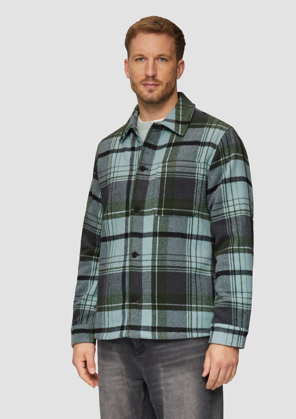 s.Oliver Kariertes Overshirt mit Brusttasche und Innenfutter Fabrikverkauf