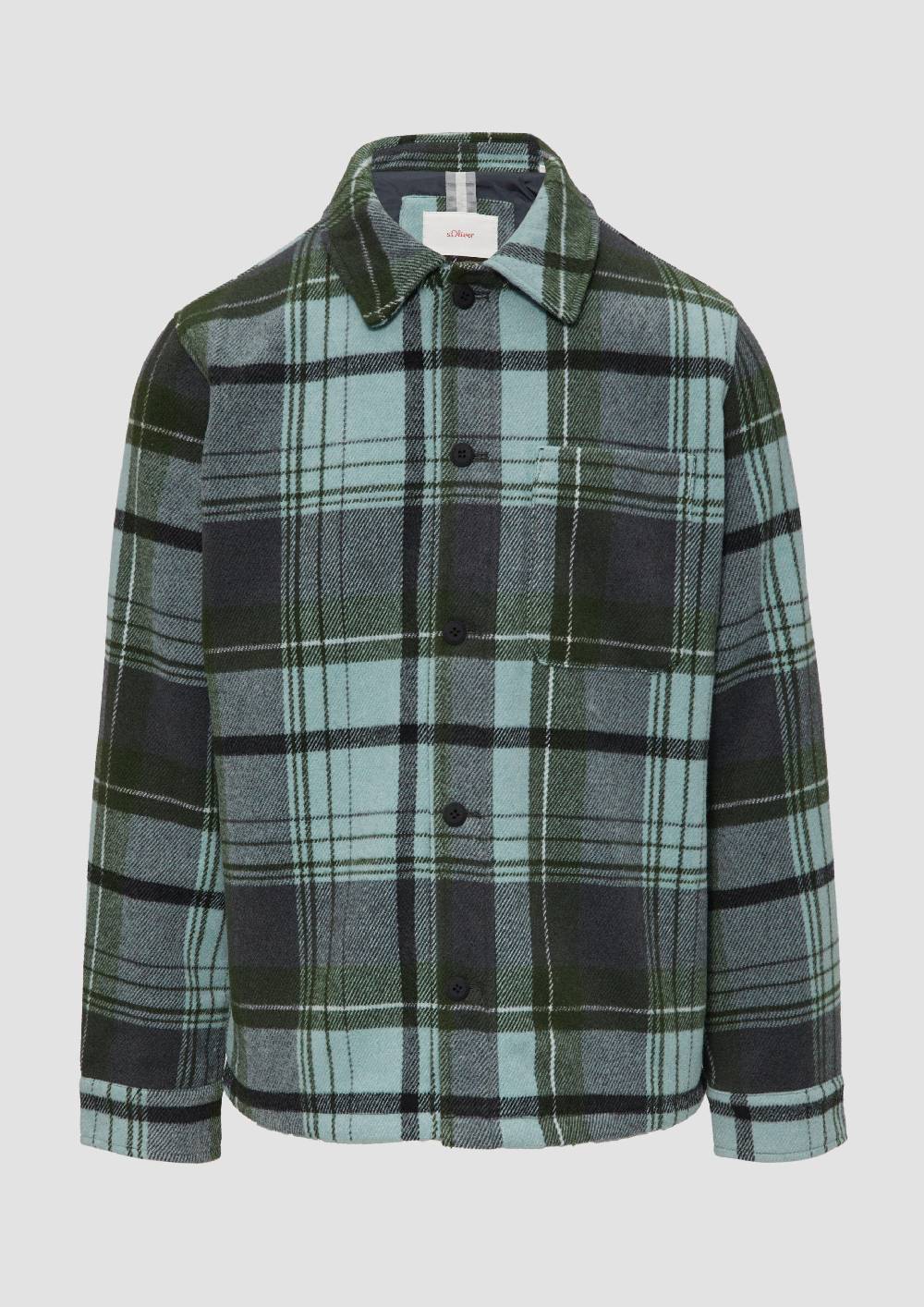 s.Oliver Kariertes Overshirt mit Brusttasche und Innenfutter Fabrikverkauf
