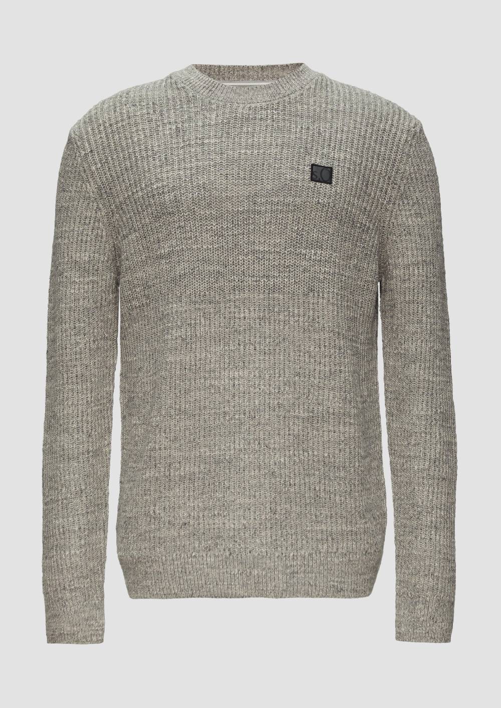 s.Oliver Melierter Pullover mit Patentmuster und Crew Neck Blitzverkäufe
