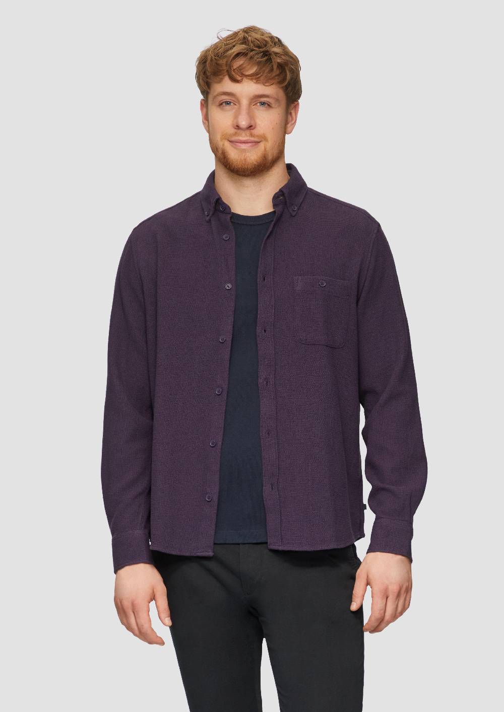 s.Oliver Regular Fit: Button-down-Hemd aus Strukturware Kostenloser Versand