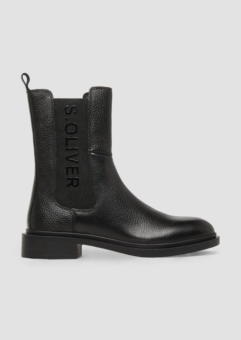s.Oliver Stiefel aus Rindsleder mit Logo-Detail Zeitbegrenzte Promotion