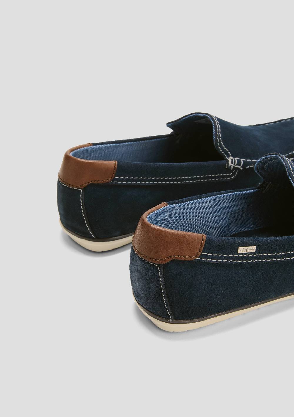 s.Oliver Slipper aus Leder mit Kontrastnähten Online Outlet