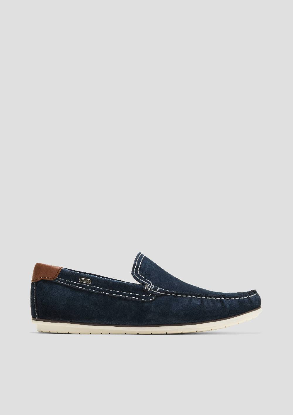 s.Oliver Slipper aus Leder mit Kontrastnähten Online Outlet