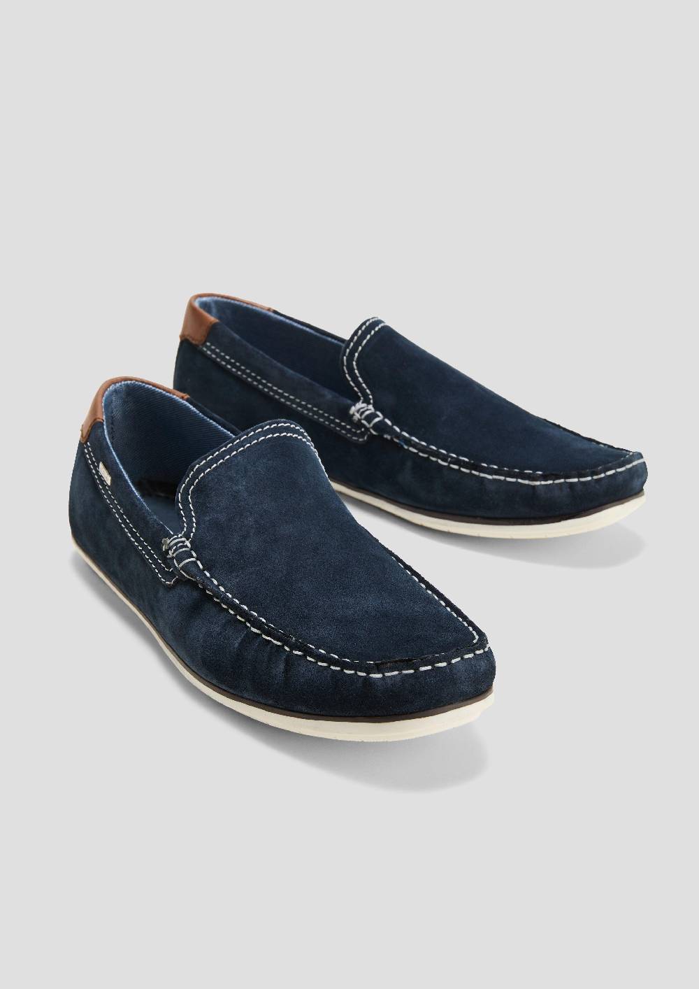 s.Oliver Slipper aus Leder mit Kontrastnähten Online Outlet