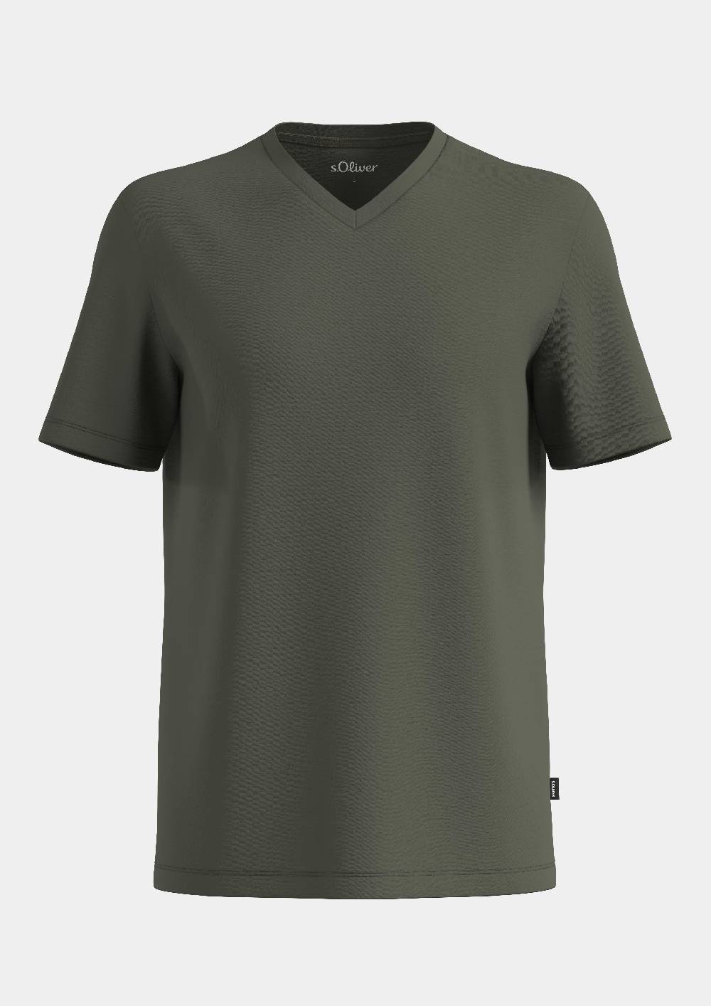 s.Oliver Baumwollshirt mit V-Ausschnitt und Flammgarnstruktur Tägliche Deals