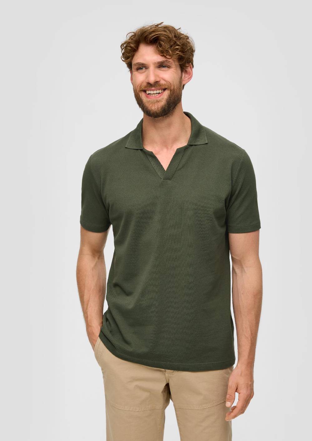 s.Oliver Poloshirt aus Baumwolle mit offenem Kragen Neueste Stile