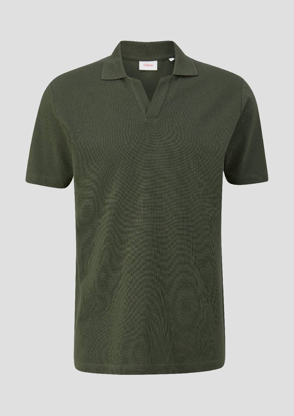 s.Oliver Poloshirt aus Baumwolle mit offenem Kragen Neueste Stile