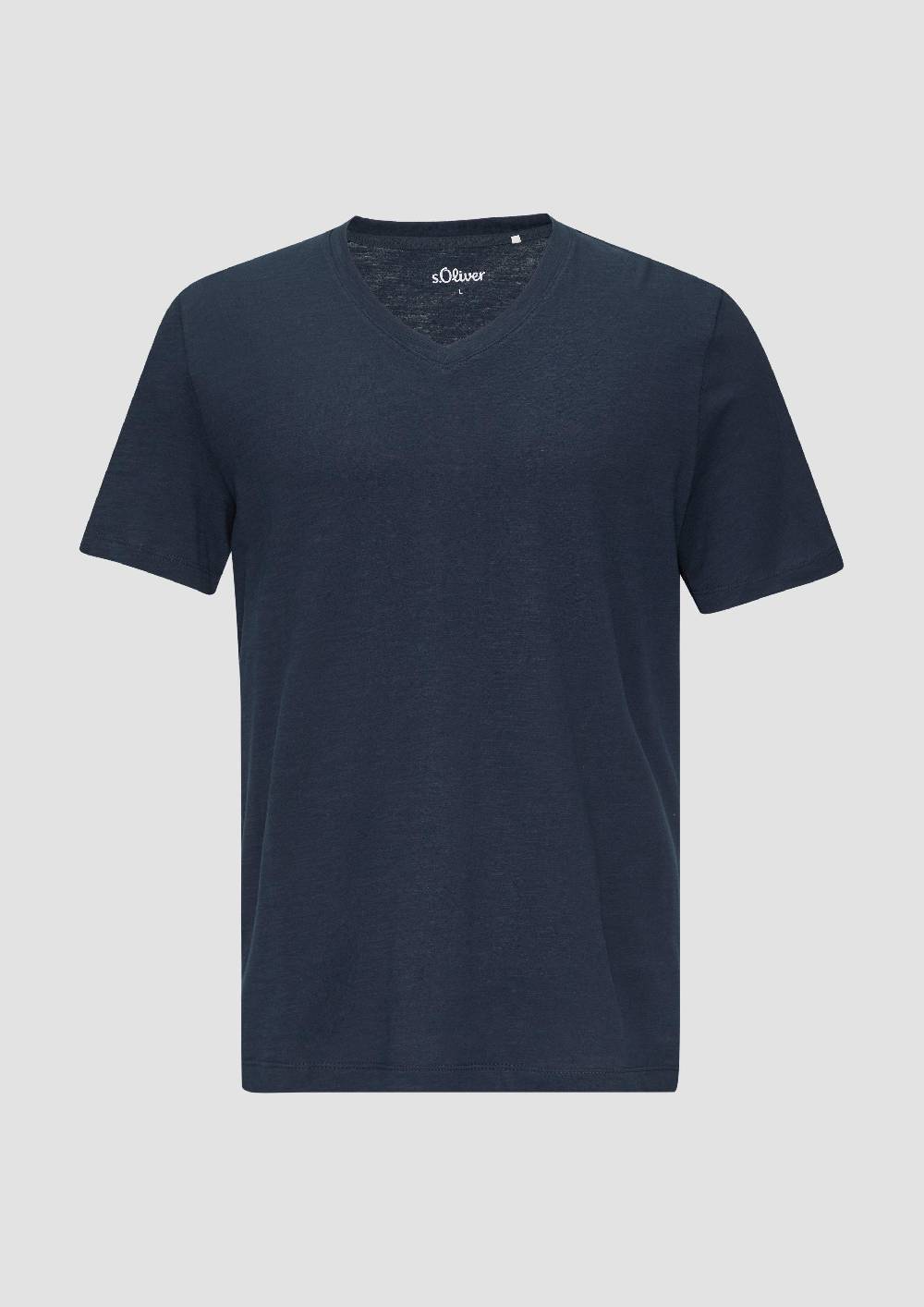 s.Oliver Baumwollshirt mit V-Ausschnitt und Flammgarnstruktur Bis zu 50% Rabatt