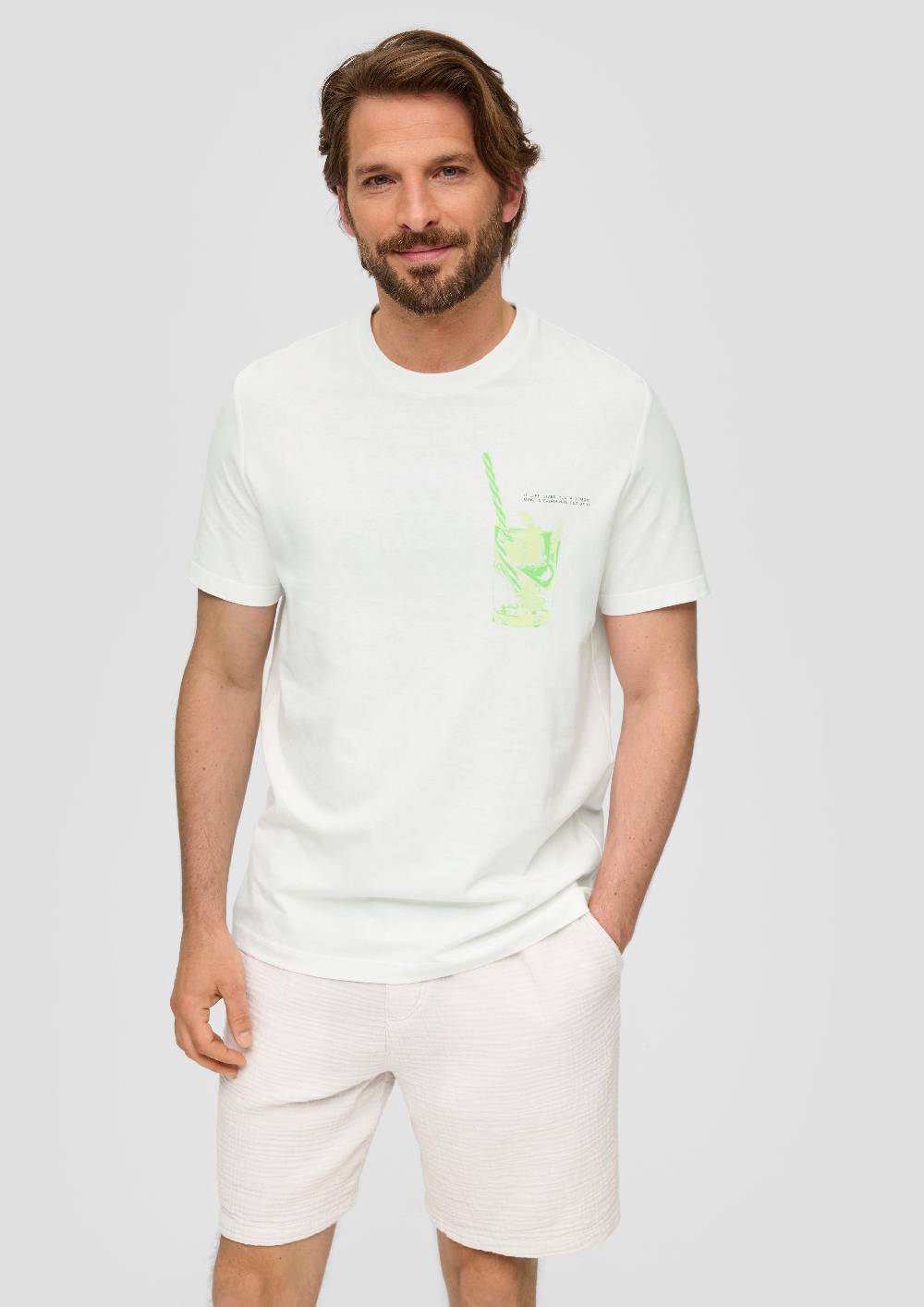 s.Oliver Baumwoll-T-Shirt mit Frontprint 50% Rabatt mit kostenlosem Versand
