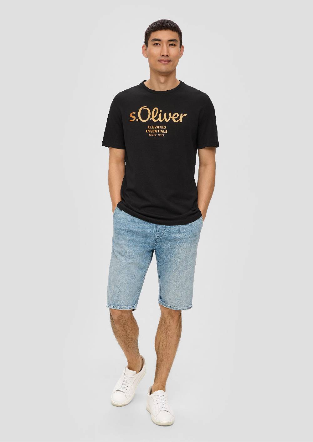 s.Oliver T-Shirt aus Baumwolle mit Label-Print Verkauf