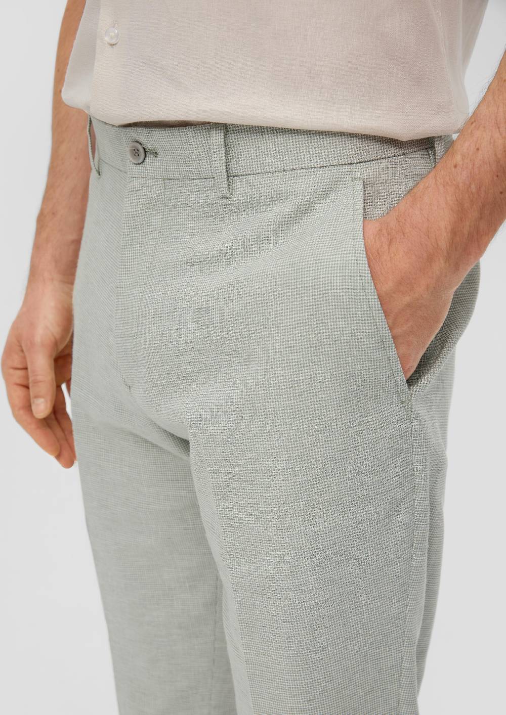 s.Oliver s.O PURE: Anzughose aus Leinenmix mit Hahnentritt-Muster Black Friday