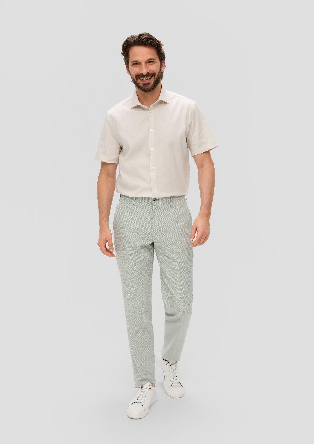 s.Oliver s.O PURE: Anzughose aus Leinenmix mit Hahnentritt-Muster Black Friday