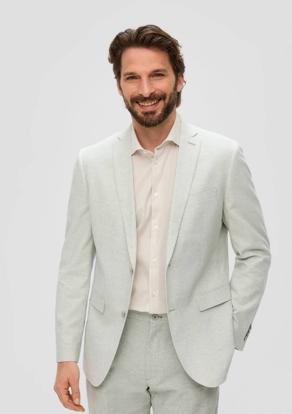 s.Oliver s.O PURE: Anzugsakko aus Leinenmix mit Hahnentritt-Muster Cyber Monday