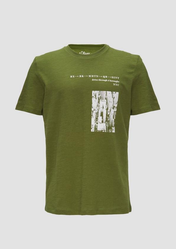 s.Oliver Printshirt aus Baumwolle mit Flammgarnstruktur