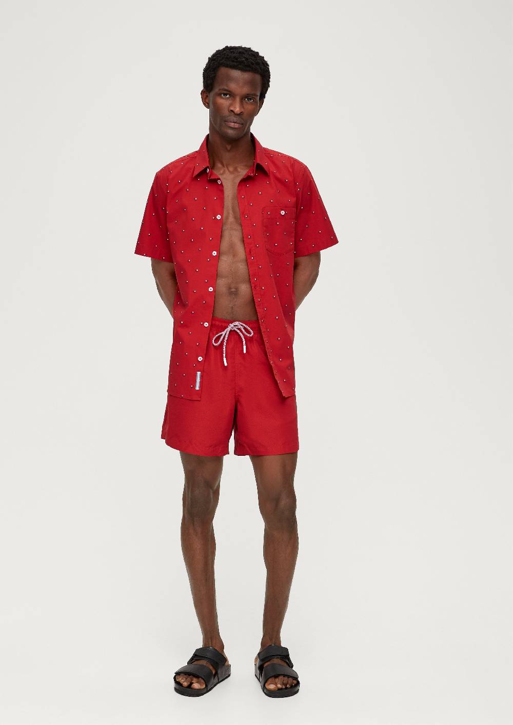 s.Oliver Slim: Kurzarmhemd mit Alloverprint Blitzangebot