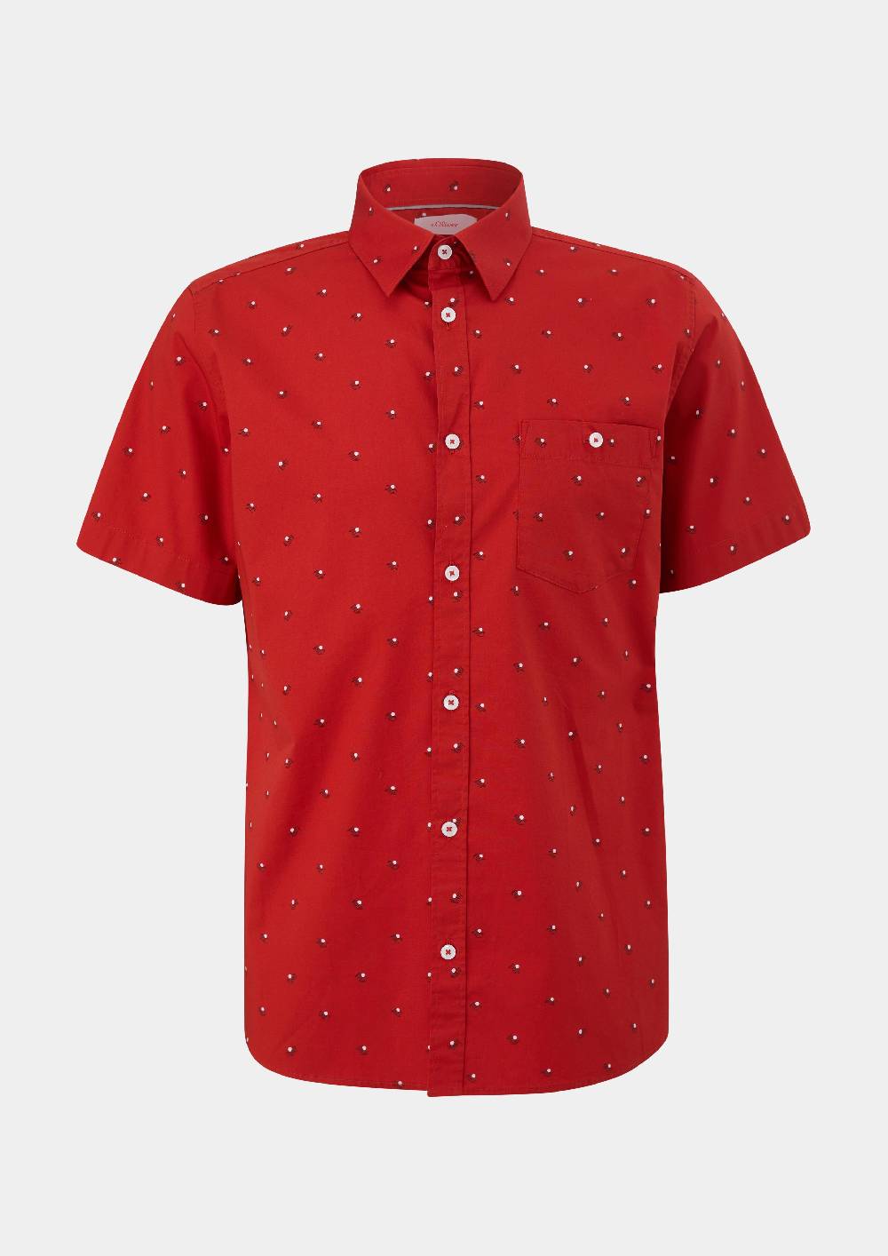 s.Oliver Slim: Kurzarmhemd mit Alloverprint Blitzangebot
