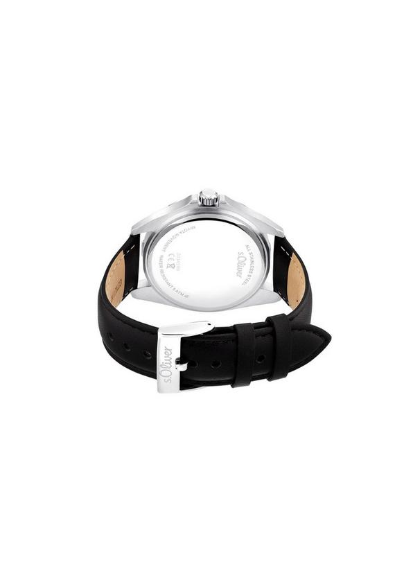 s.Oliver Edelstahluhr mit Lederarmband Tiefpreis
