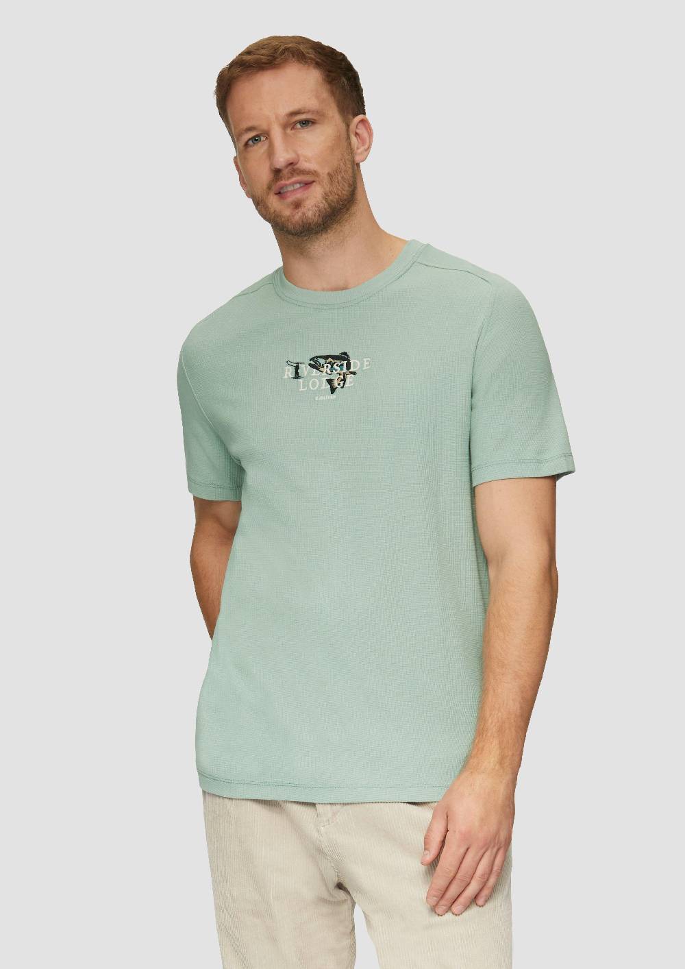 s.Oliver T-Shirt mit Stickerei aus Waffeljersey Clearance-Verkauf