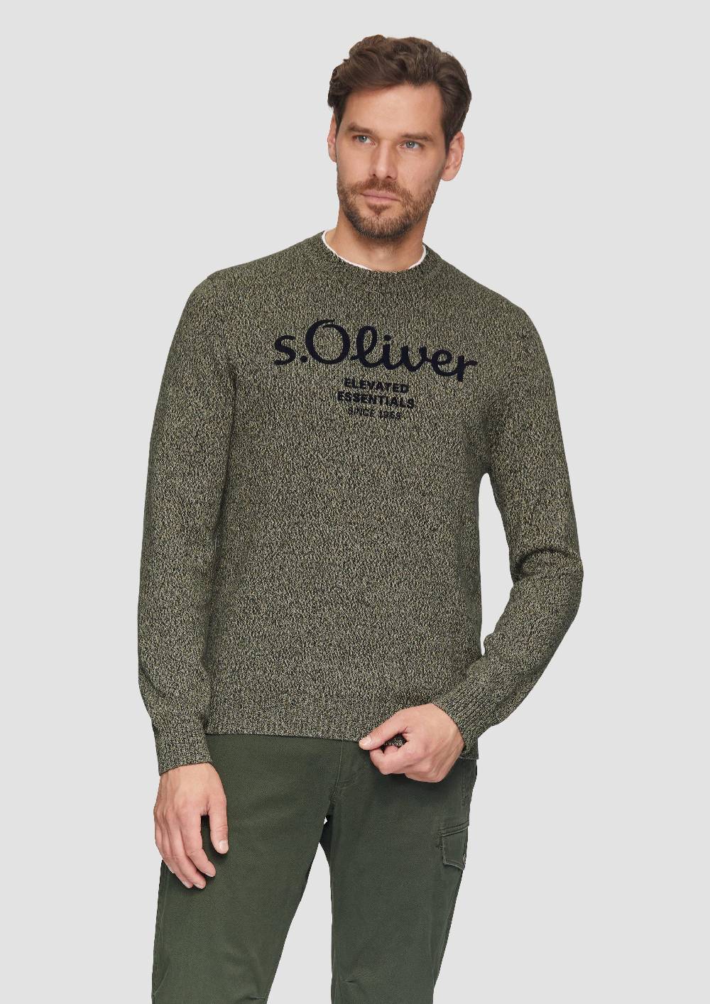 s.Oliver Strickpullover mit Logo in Melange-Optik Begrenzt auf 3 Tage