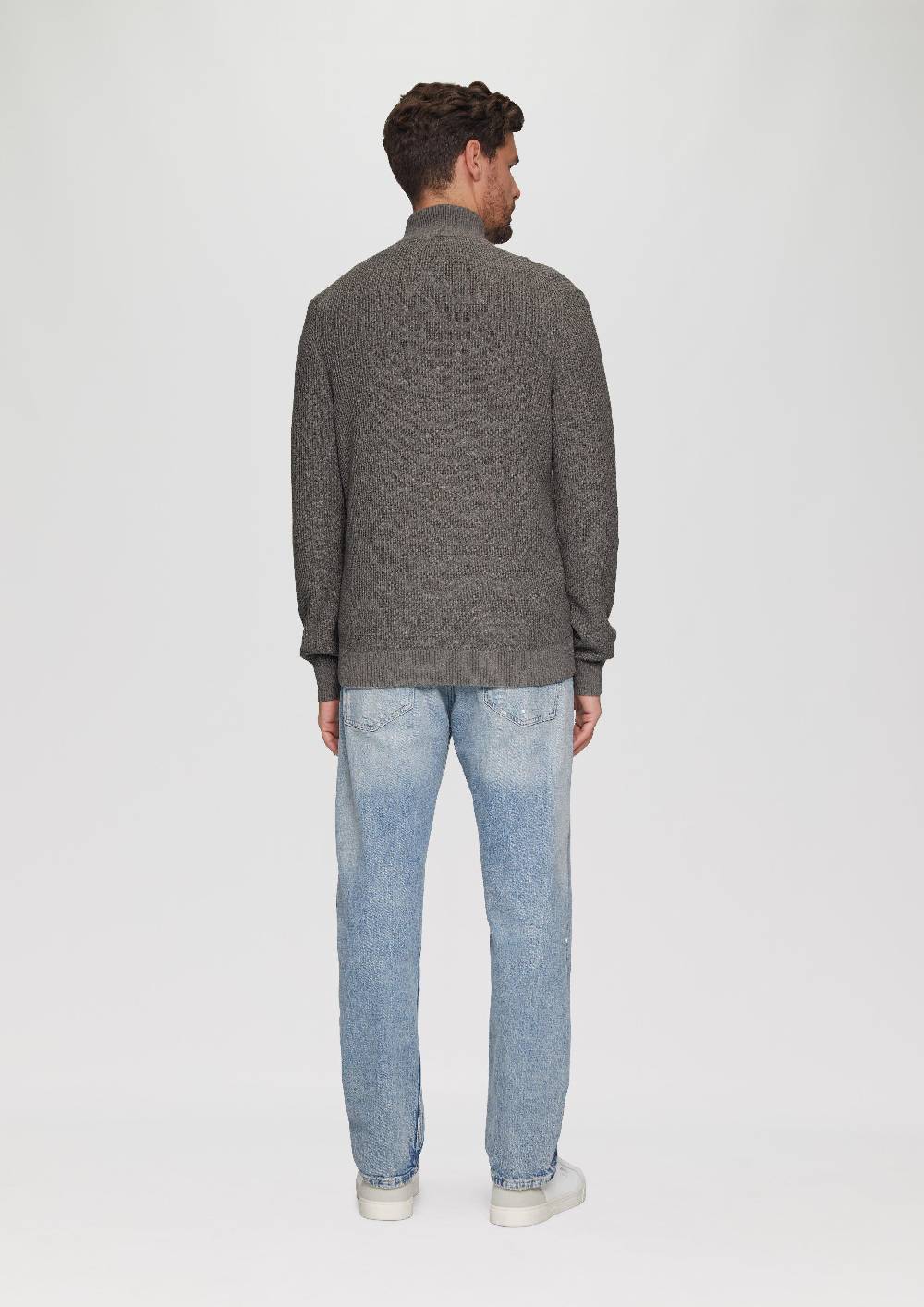 s.Oliver Strickpullover mit Troyerkragen aus Strukturstrick Günstiger Verkauf