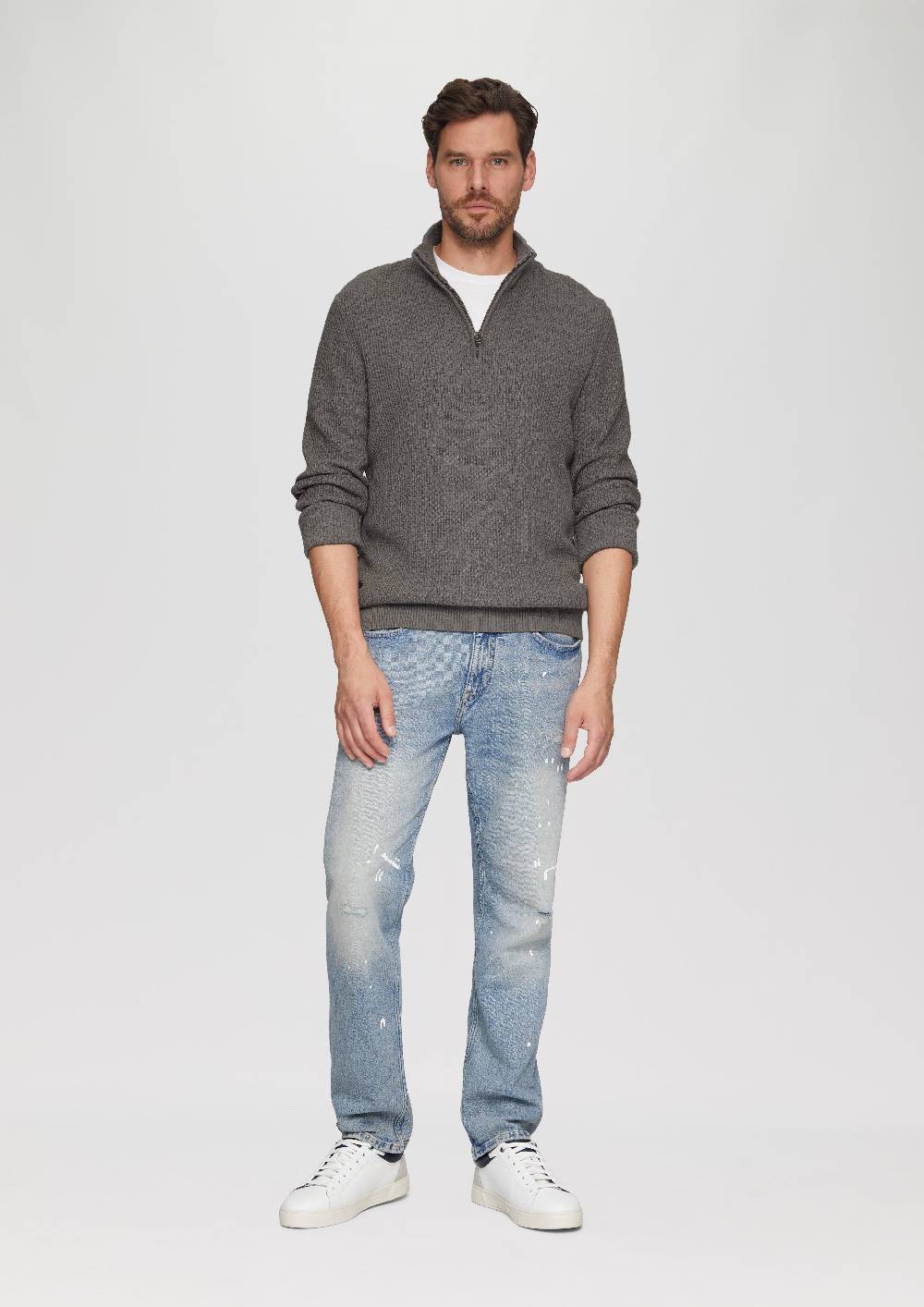 s.Oliver Strickpullover mit Troyerkragen aus Strukturstrick Günstiger Verkauf