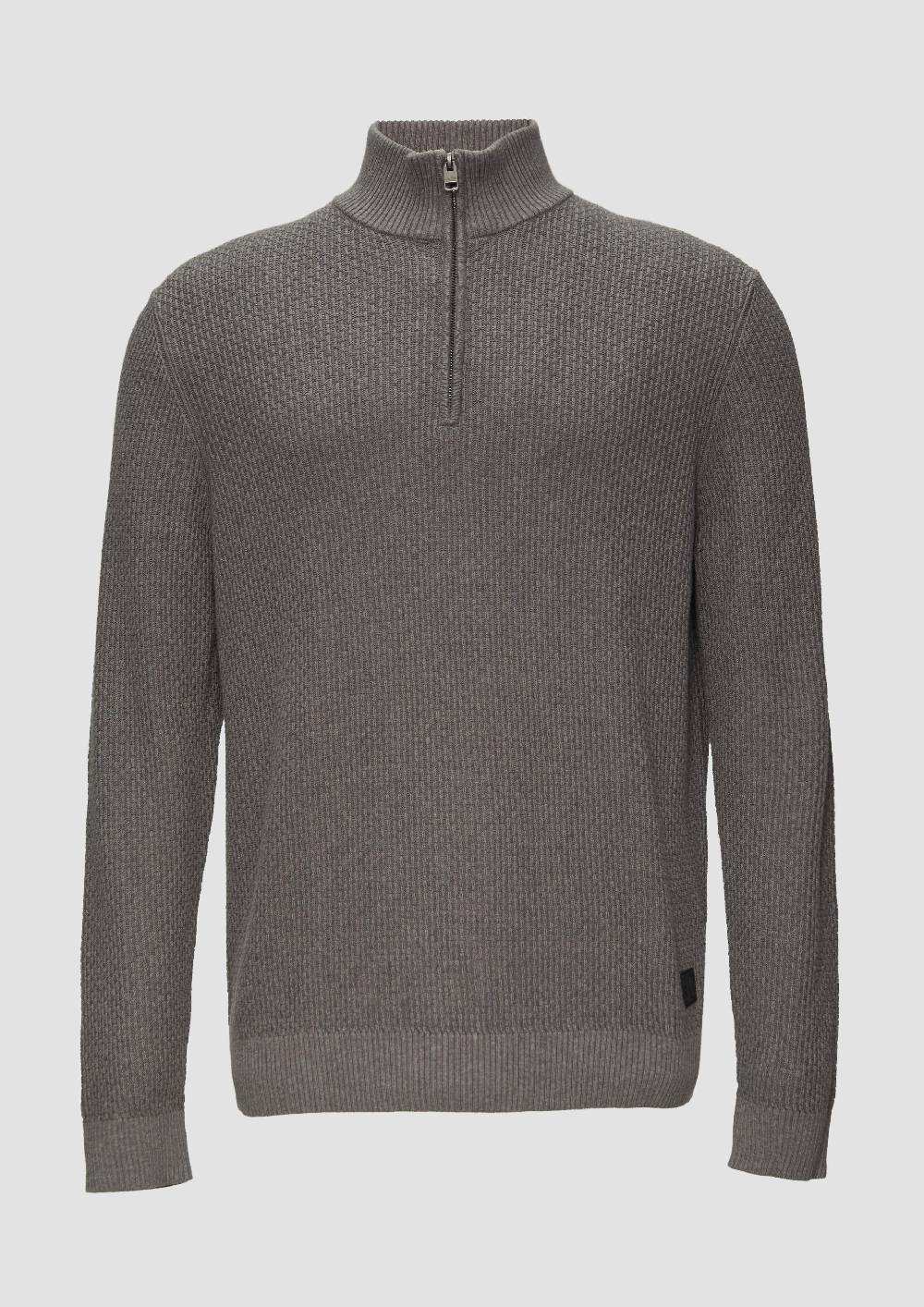 s.Oliver Strickpullover mit Troyerkragen aus Strukturstrick Günstiger Verkauf
