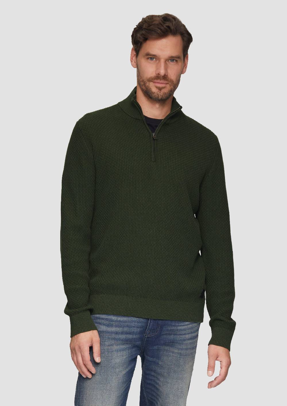 s.Oliver Strickpullover mit Troyerkragen aus Strukturstrick Fabrikverkauf