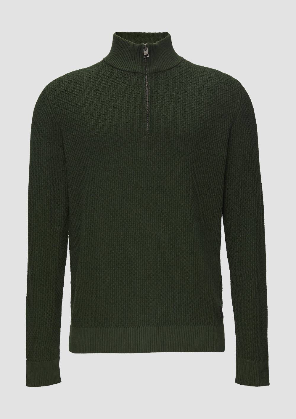s.Oliver Strickpullover mit Troyerkragen aus Strukturstrick Fabrikverkauf
