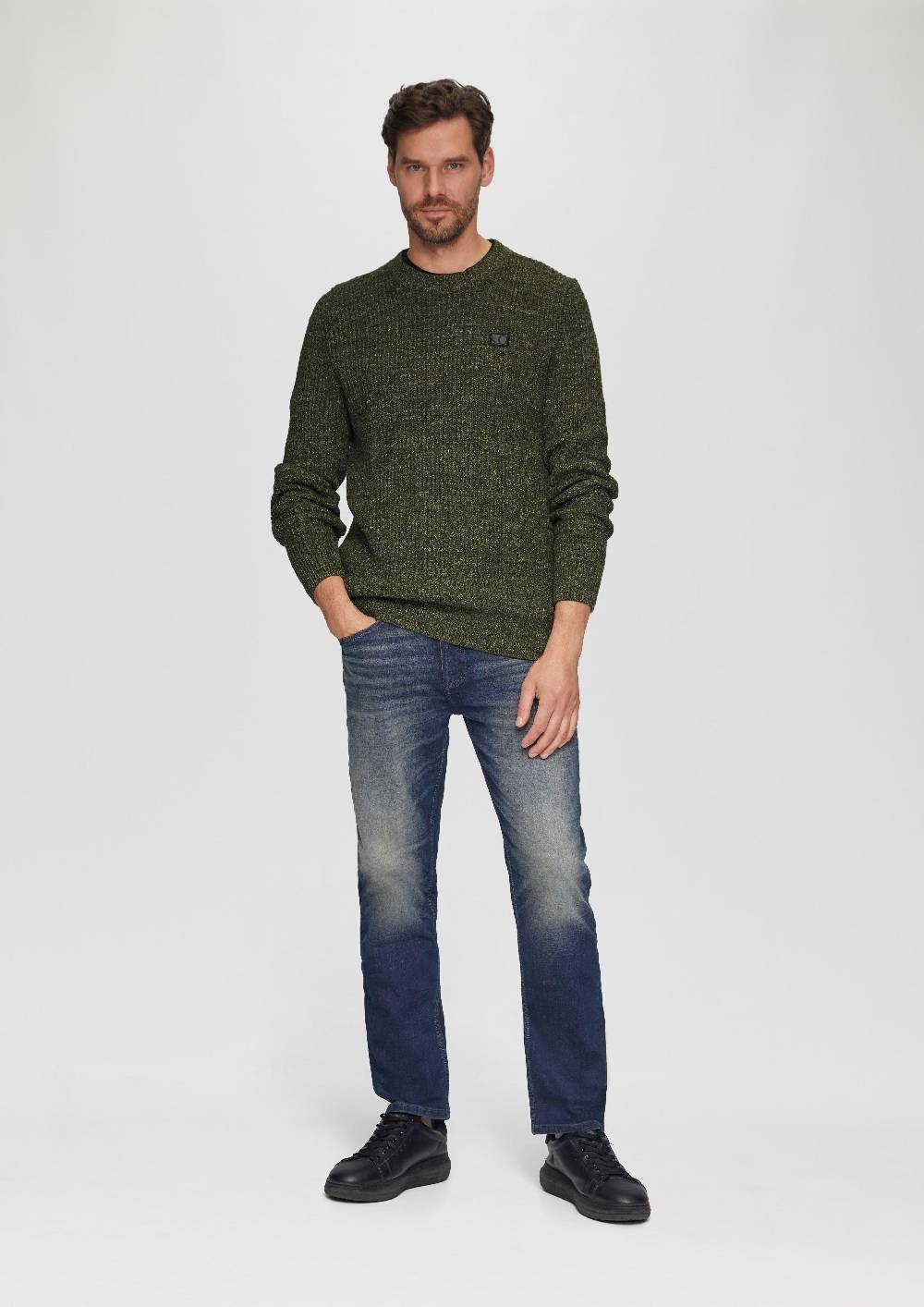 s.Oliver Melierter Pullover mit Patentmuster und Crew Neck Meist gekauft