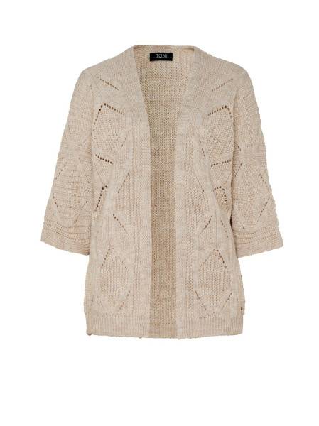 TONI Fashion Style »Haifa« sand/gold Ajour-Cardigan mit Effektgarn Fabrikverkauf