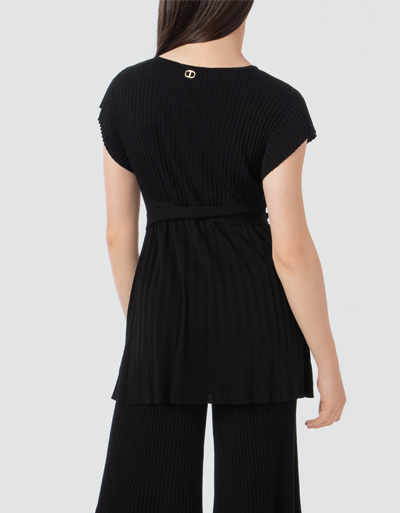 TWIN-SET Plissiertes Blusenshirt in Strick-Qualität Versandkostenfrei