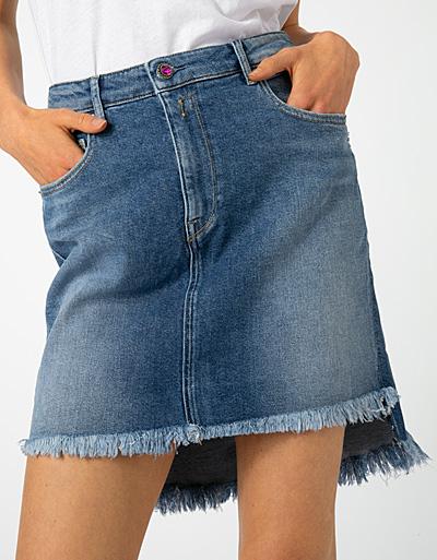 Replay Jeansrock mit Fransensaum Speichern exportieren