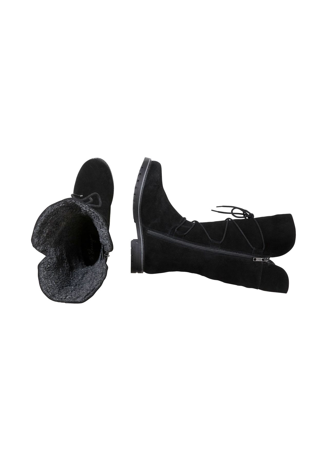 sheego Weitschaftstiefel aus Veloursleder mit Schnürung