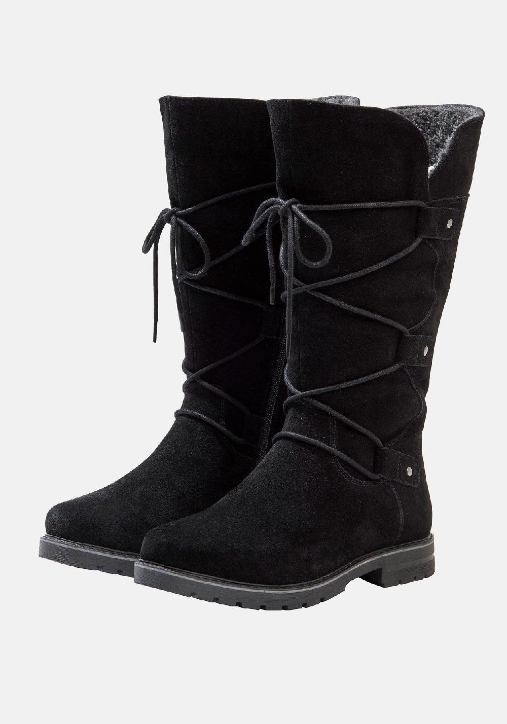 sheego Weitschaftstiefel aus Veloursleder mit Schnürung Exklusivangebot