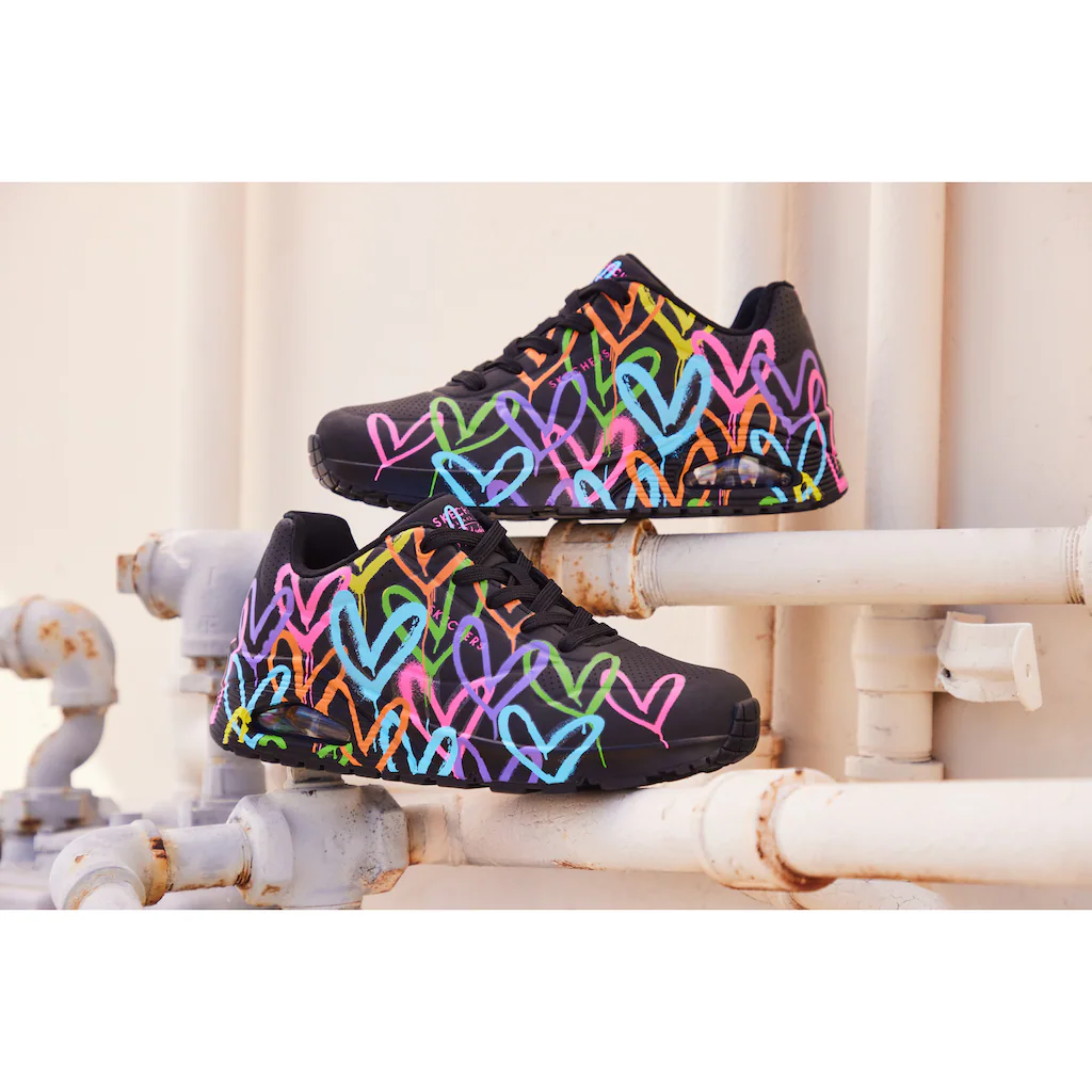 Skechers Sneaker »UNO - HIGHLIGHT LOVE« Freizeitschuh Halbschuh Schnürschuh mit Herzchen-Print ▷ für Meist gekauft